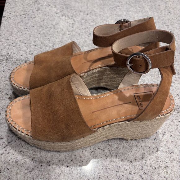 Dolce Vita Shoes - Dolce Vita - Lesly - Espadrille Platform Wedge Sandal Brown Suede Size 8